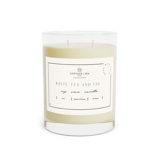 White Tea and Fig Scented Candle - 100% food-grade soy wax, 11oz