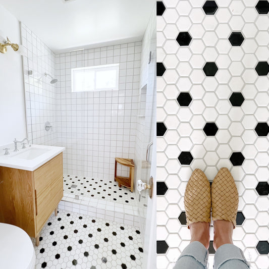Mint + Sea Bathroom Renovation: Fireclay Tile 2" Hexagon