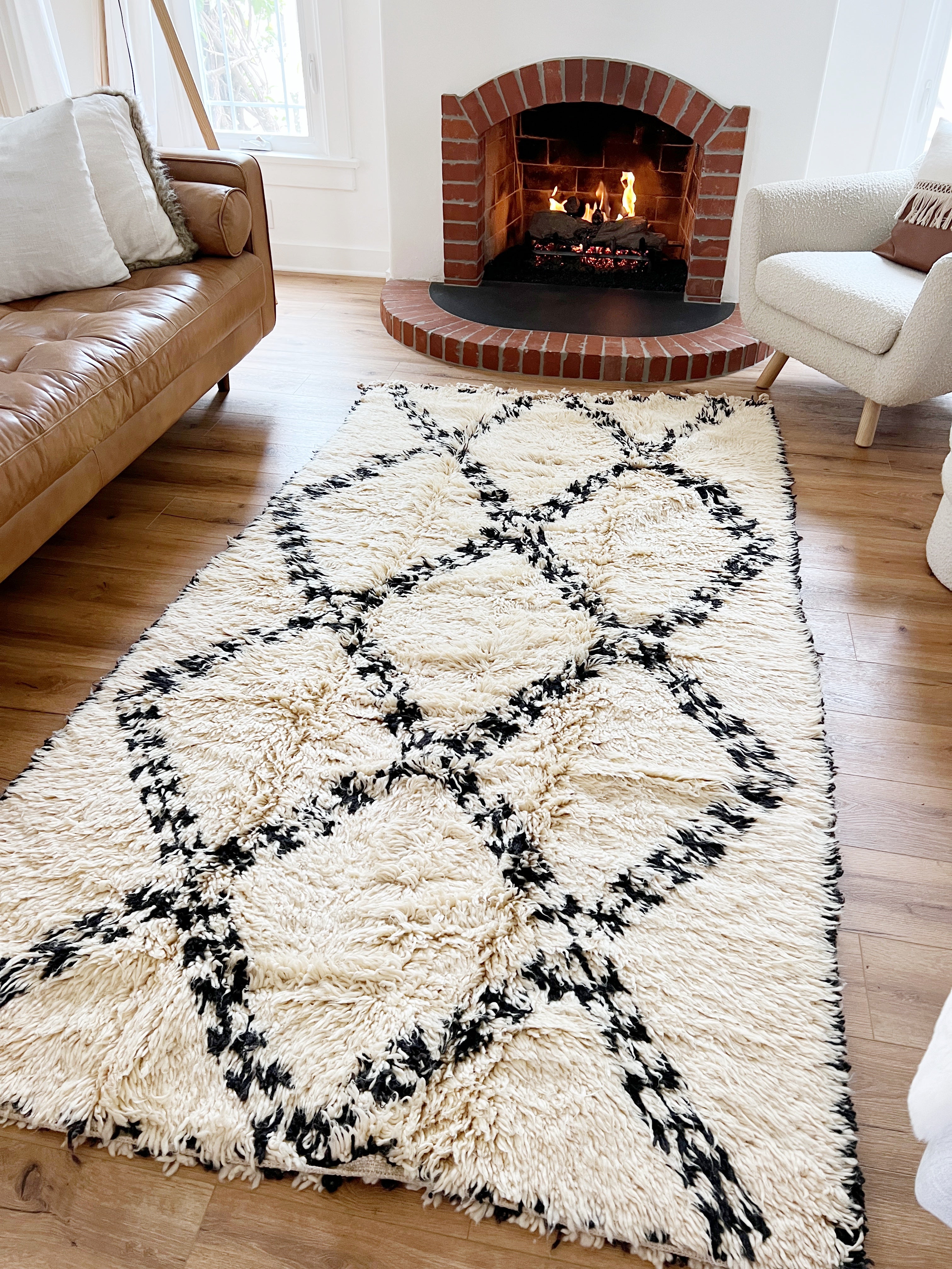 Diamond White and Black Berber Carpet, White and Black Rug, Beni Ourain Rug, Moroccan Rug, Beni Rug, Home Decor outlet Rug, Living Room Rug